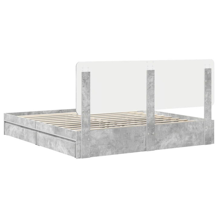 Opbevaringsseng Beton Grå 200 x 200 cm Konstrueret træ