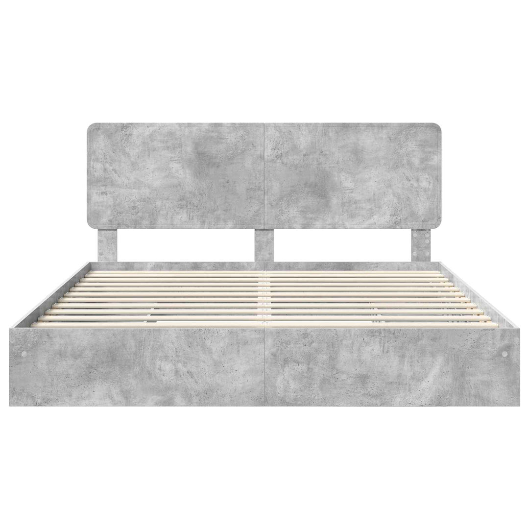 Opbevaringsseng Beton Grå 200 x 200 cm Konstrueret træ