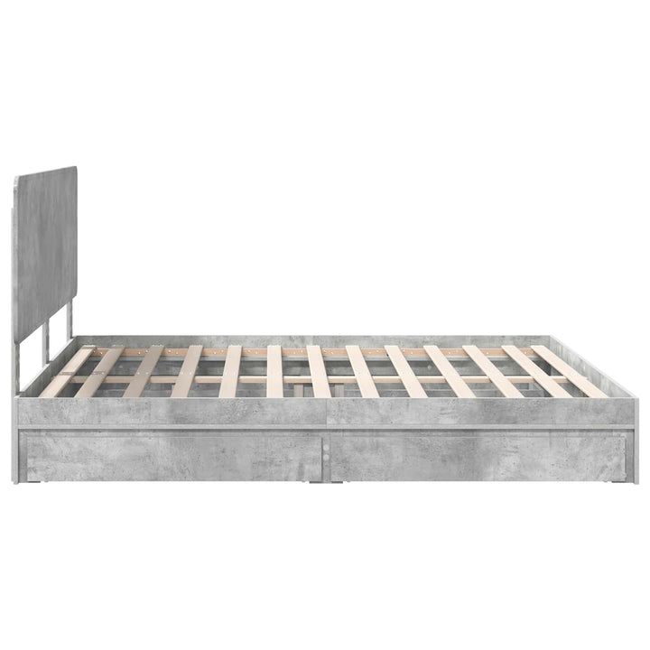 Opbevaringsseng Beton Grå 200 x 200 cm Konstrueret træ