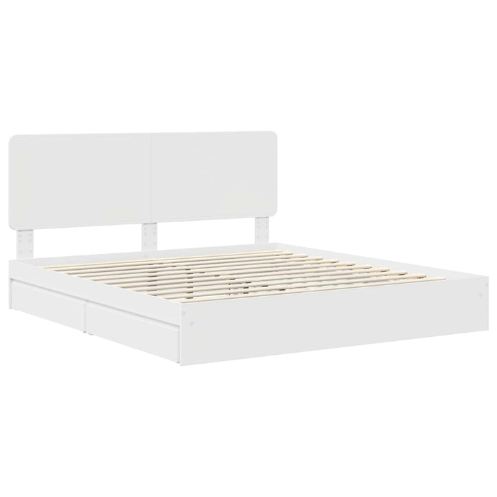 Opbevaringsseng med skuffe Hvid 180 x 200 cm Konstrueret træ
