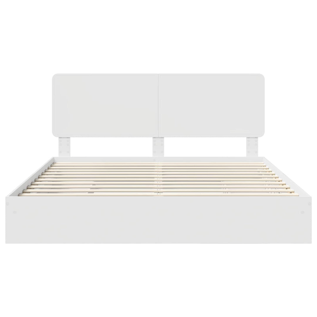 Opbevaringsseng med skuffe Hvid 180 x 200 cm Konstrueret træ