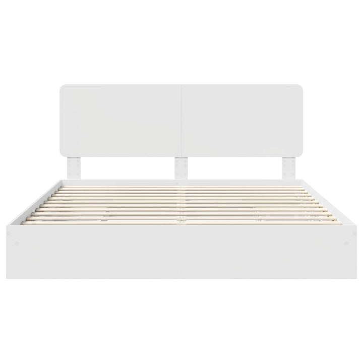 Opbevaringsseng med skuffe Hvid 180 x 200 cm Konstrueret træ