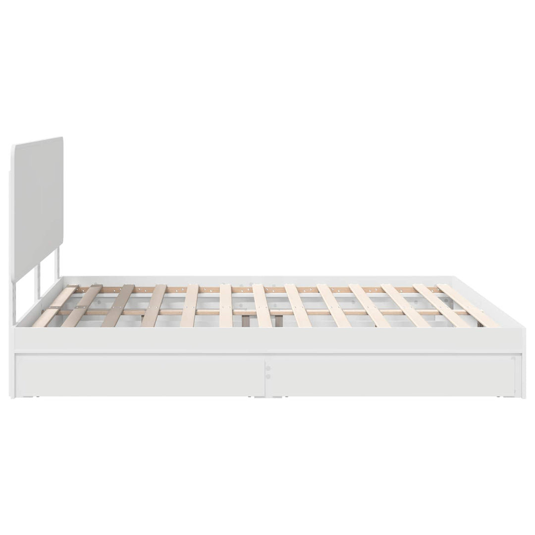 Opbevaringsseng med skuffe Hvid 180 x 200 cm Konstrueret træ
