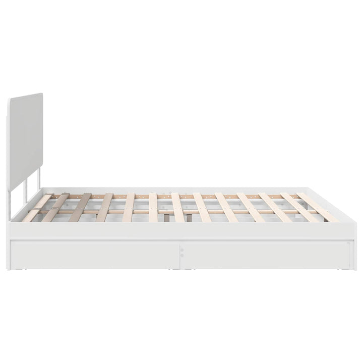 Opbevaringsseng med skuffe Hvid 180 x 200 cm Konstrueret træ