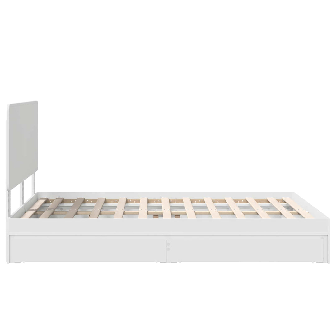 Opbevaringsseng med skuffe Hvid 160 x 200 cm Konstrueret træ