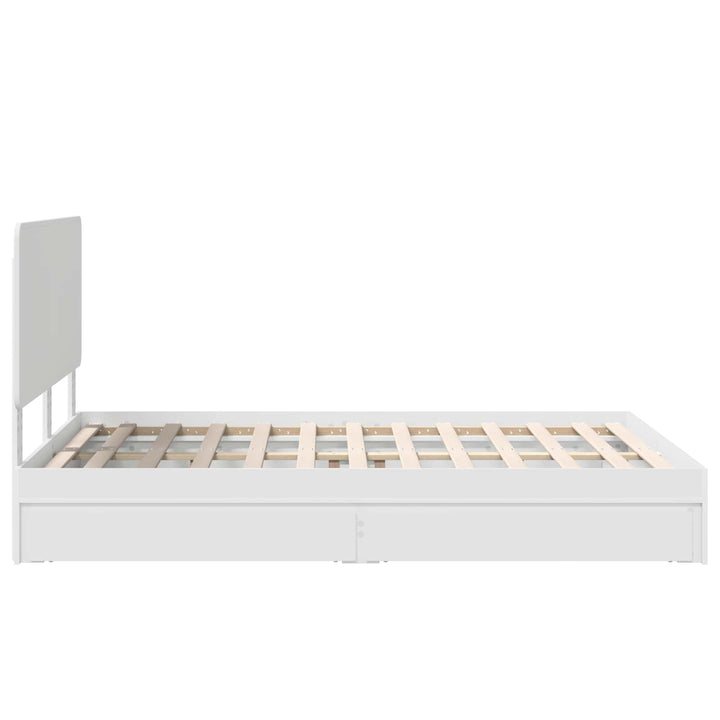 Opbevaringsseng med skuffe Hvid 160 x 200 cm Konstrueret træ