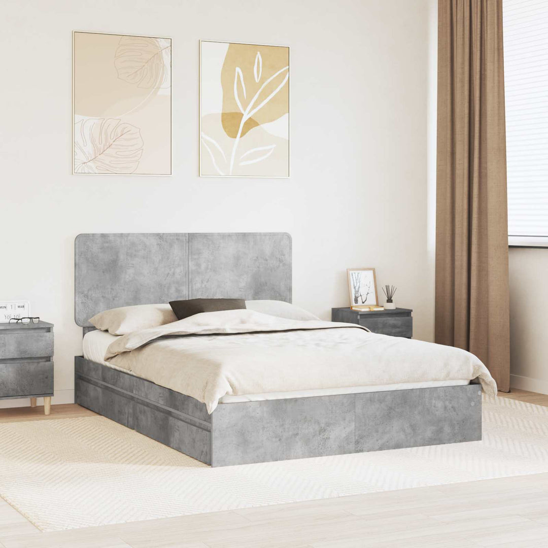 Opbevaringsseng Beton Grå 150 x 200 cm Konstrueret træ