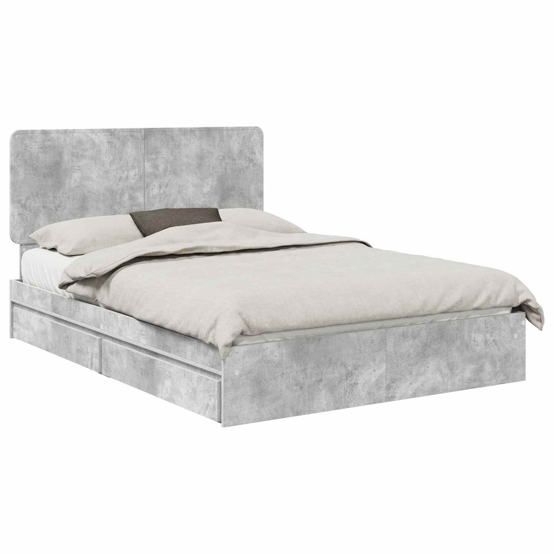 Opbevaringsseng Beton Grå 150 x 200 cm Konstrueret træ