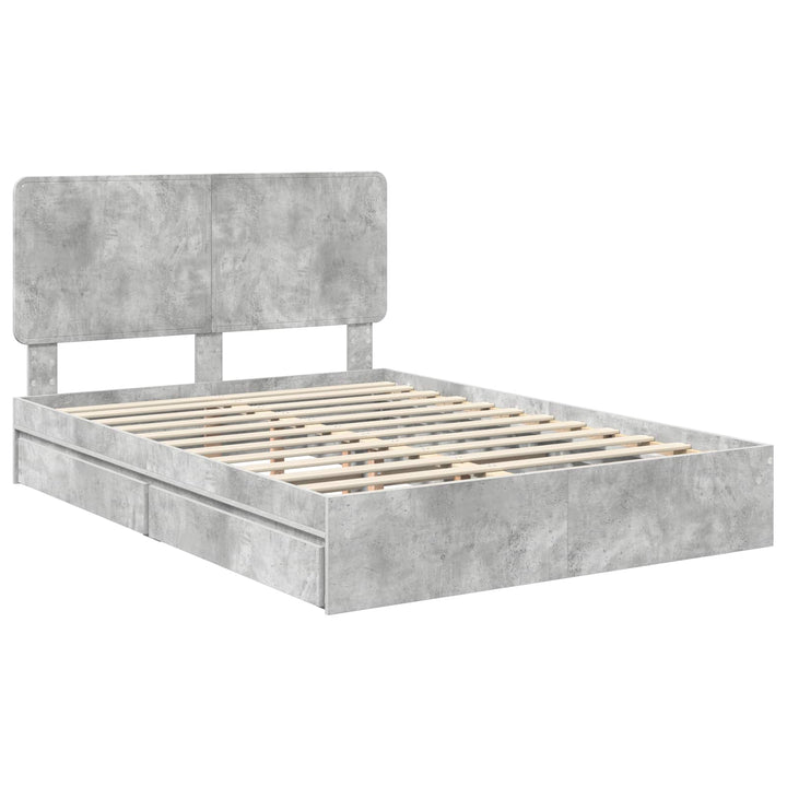 Opbevaringsseng Beton Grå 150 x 200 cm Konstrueret træ