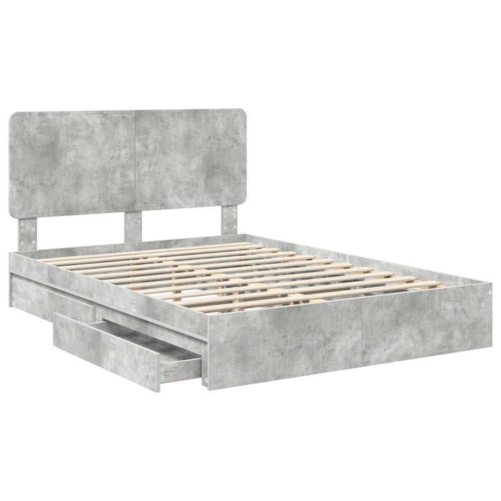Opbevaringsseng Beton Grå 150 x 200 cm Konstrueret træ