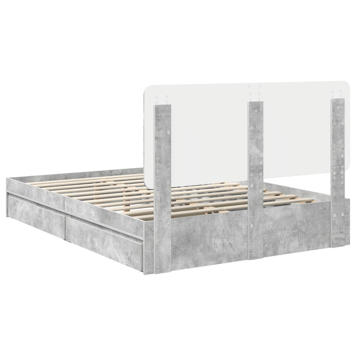 Opbevaringsseng Beton Grå 150 x 200 cm Konstrueret træ