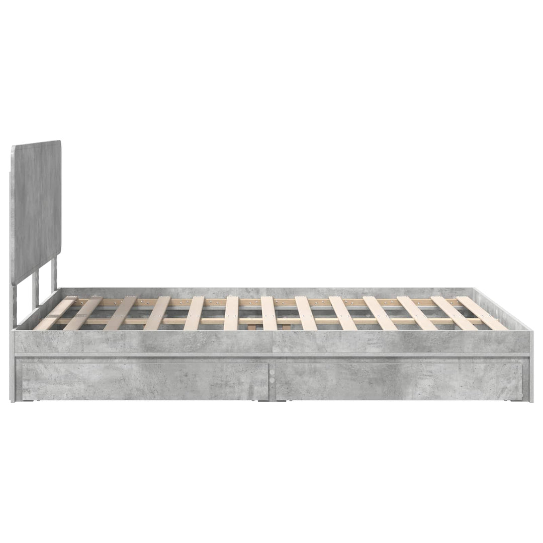 Opbevaringsseng Beton Grå 150 x 200 cm Konstrueret træ