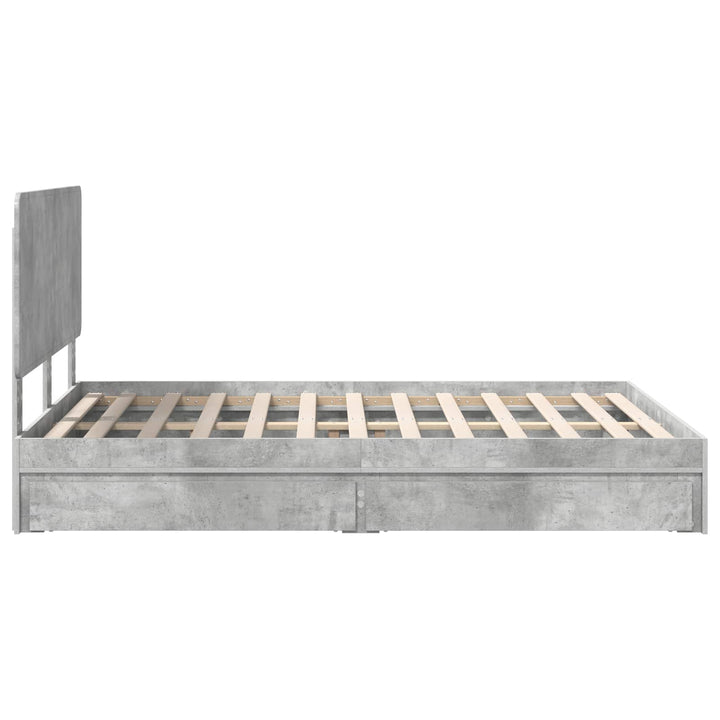 Opbevaringsseng Beton Grå 150 x 200 cm Konstrueret træ