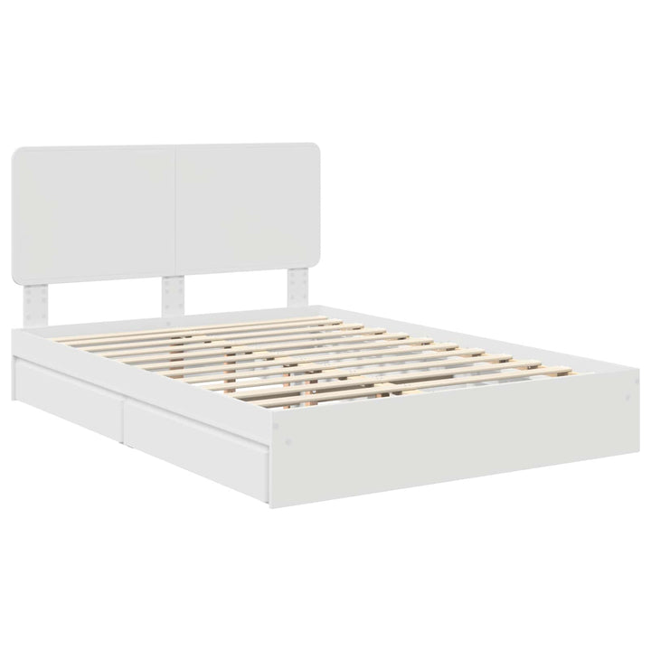 Opbevaringsseng med skuffe Hvid 140 x 190 cm Konstrueret træ