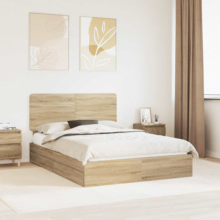 Opbevaringsseng Sonoma eg 140 x 190 cm Konstrueret træ