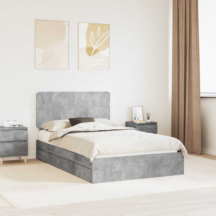 Opbevaringsseng Beton Grå 135 x 190 cm Konstrueret træ
