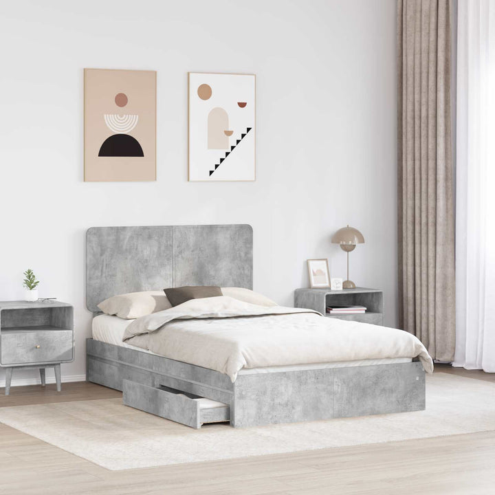 Opbevaringsseng Beton Grå 135 x 190 cm Konstrueret træ