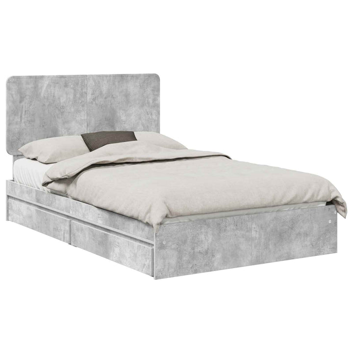 Opbevaringsseng Beton Grå 135 x 190 cm Konstrueret træ