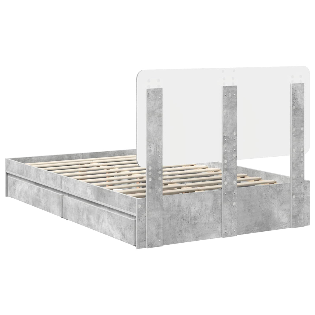 Opbevaringsseng Beton Grå 135 x 190 cm Konstrueret træ