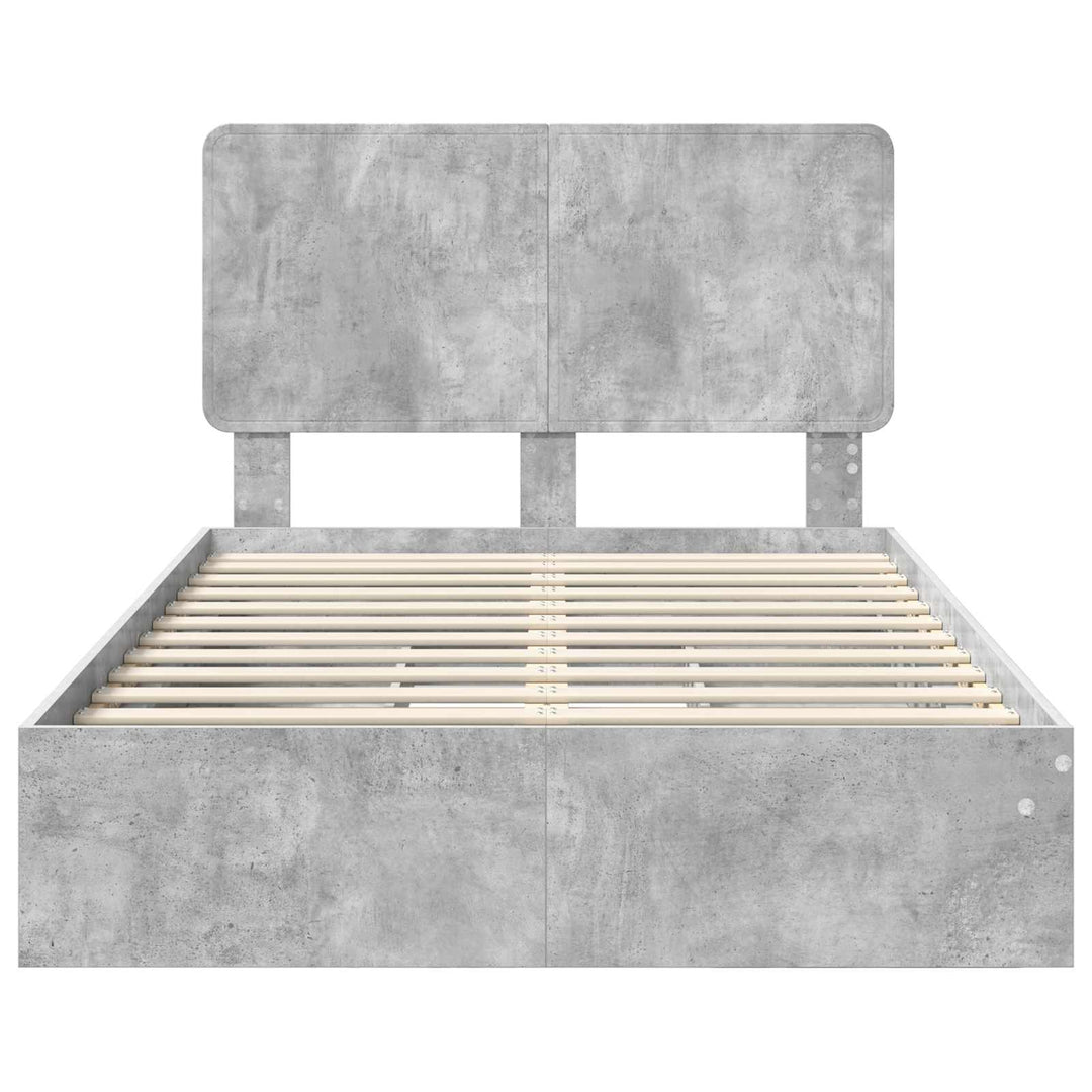 Opbevaringsseng Beton Grå 135 x 190 cm Konstrueret træ