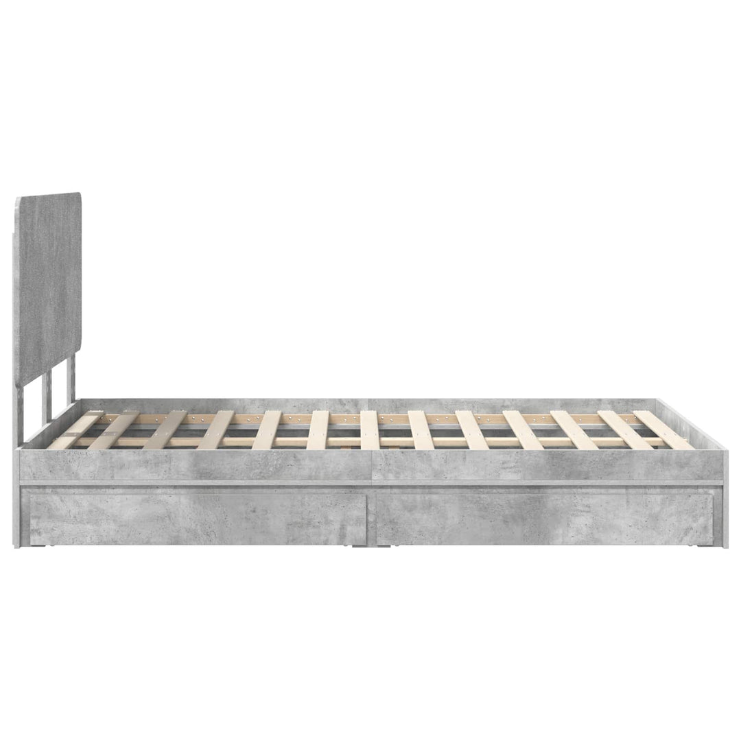 Opbevaringsseng Beton Grå 135 x 190 cm Konstrueret træ