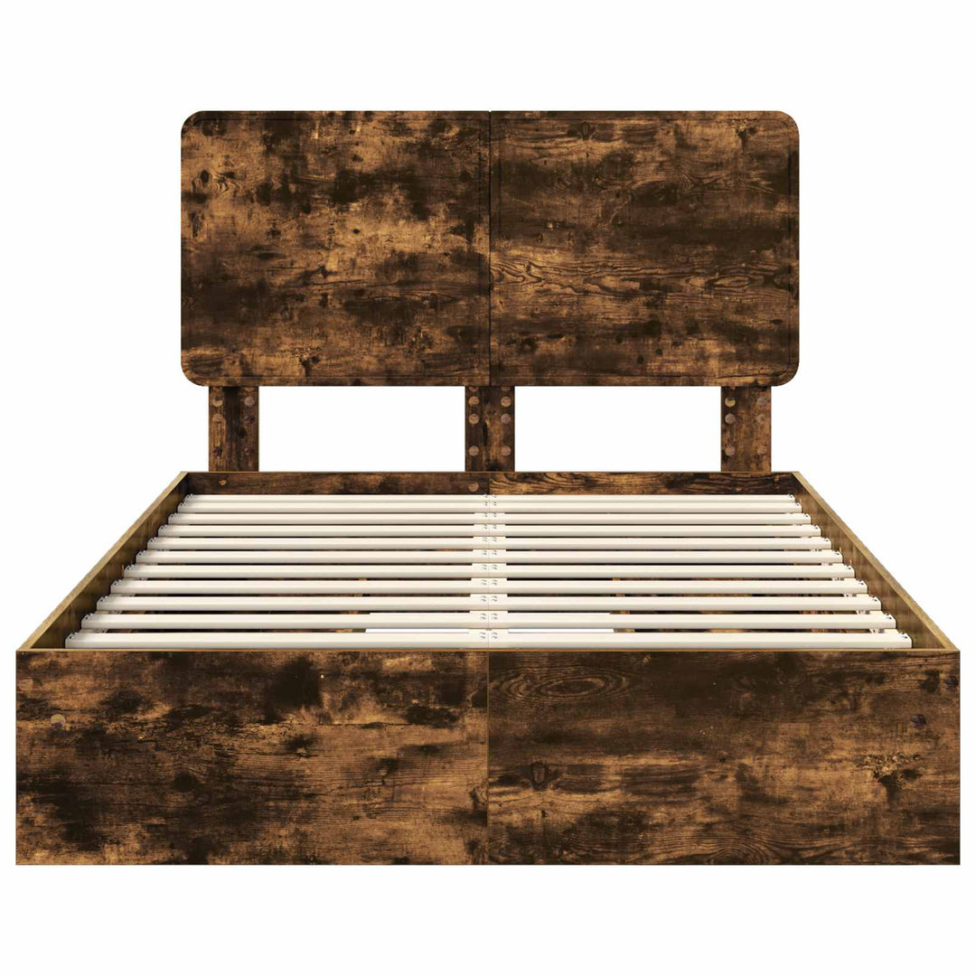 Opbevaringsseng Røget eg 135 x 190 cm Konstrueret træ