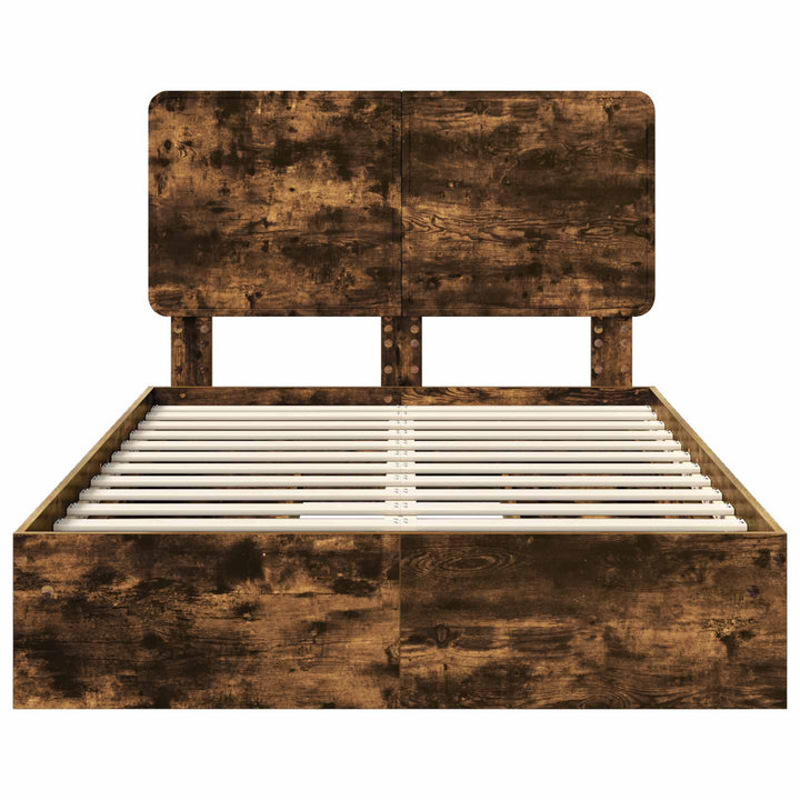 Opbevaringsseng Røget eg 135 x 190 cm Konstrueret træ