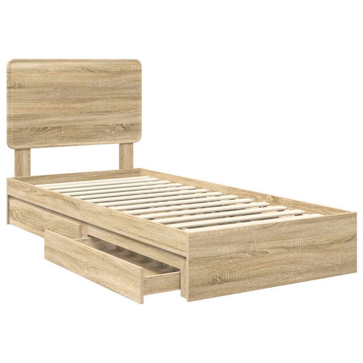 Opbevaringsseng Sonoma eg 90 x 200 cm Konstrueret træ