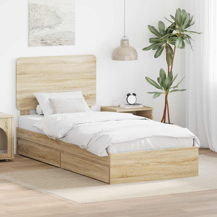 Opbevaringsseng Sonoma eg 90 x 190 cm Konstrueret træ
