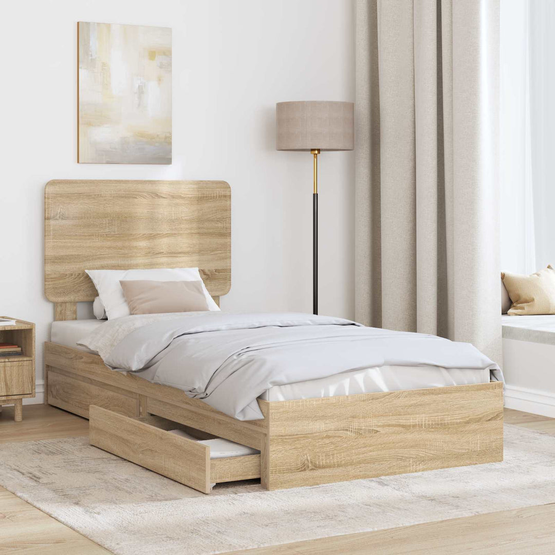 Opbevaringsseng Sonoma eg 90 x 190 cm Konstrueret træ