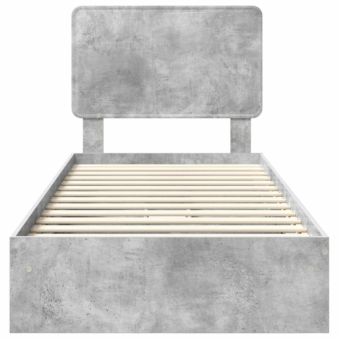 Opbevaringsseng Beton Grå 90 x 190 cm Konstrueret træ