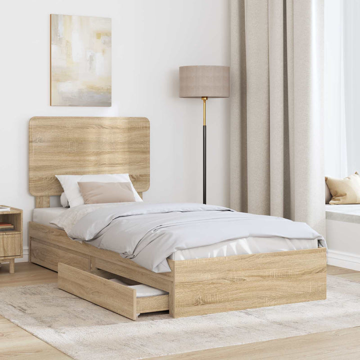 Opbevaringsseng Sonoma eg 75 x 190 cm Konstrueret træ