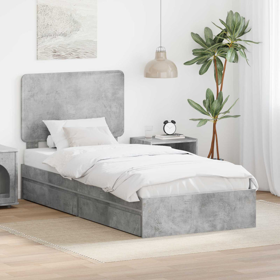 Opbevaringsseng Beton Grå 75 x 190 cm Konstrueret træ