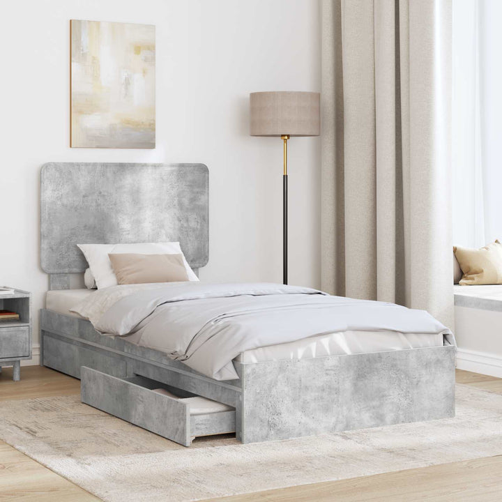 Opbevaringsseng Beton Grå 75 x 190 cm Konstrueret træ