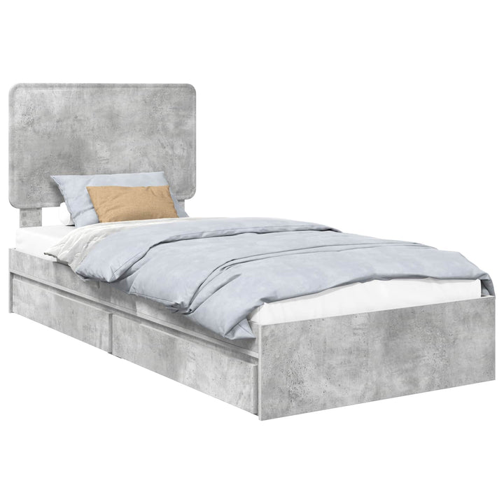 Opbevaringsseng Beton Grå 75 x 190 cm Konstrueret træ