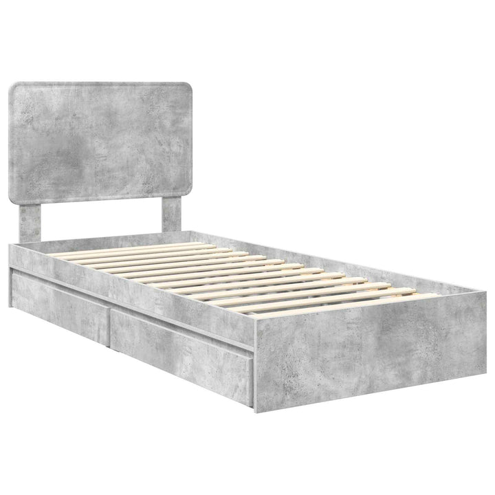 Opbevaringsseng Beton Grå 75 x 190 cm Konstrueret træ