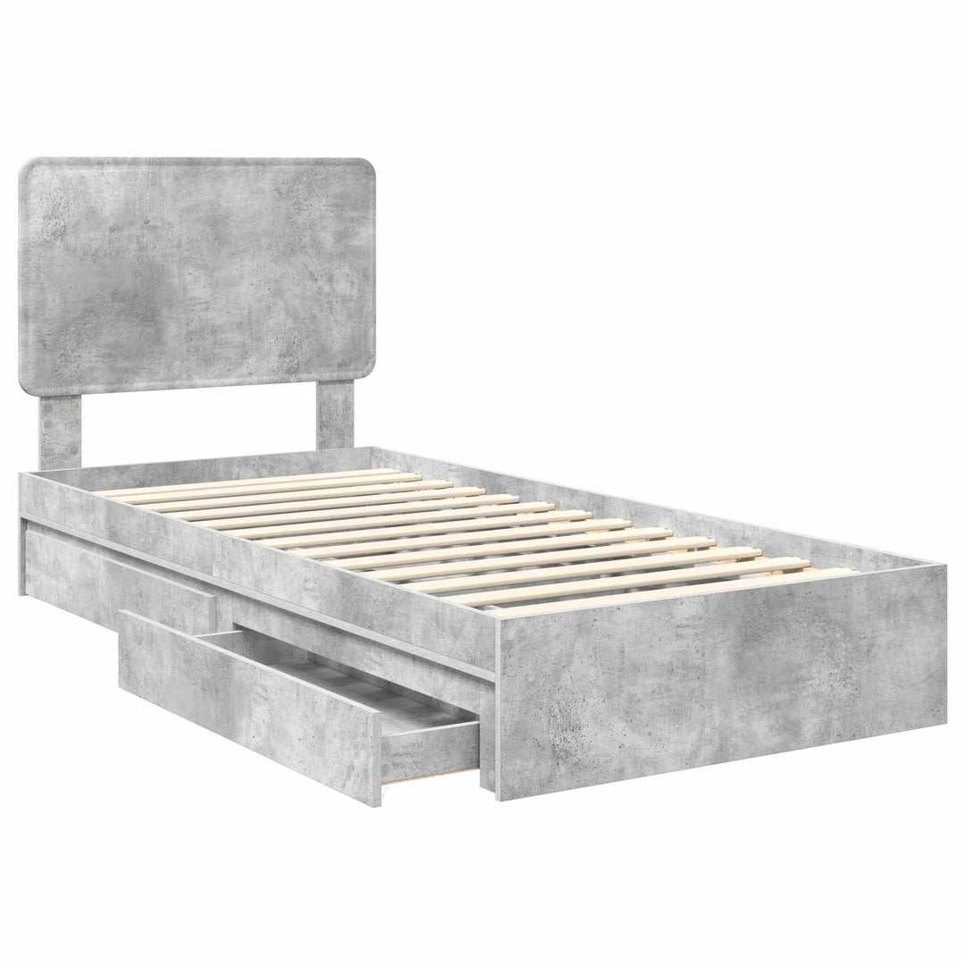 Opbevaringsseng Beton Grå 75 x 190 cm Konstrueret træ