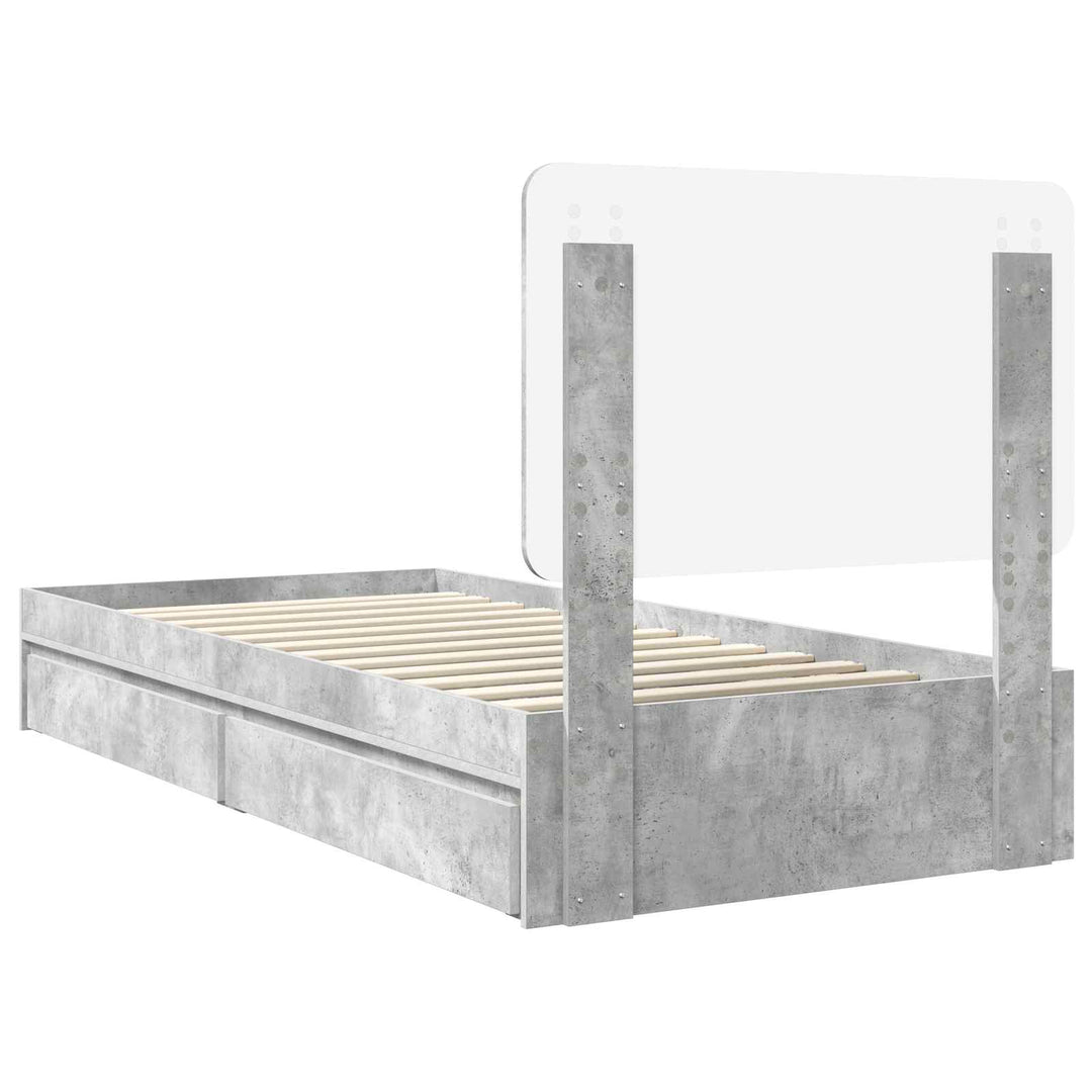 Opbevaringsseng Beton Grå 75 x 190 cm Konstrueret træ