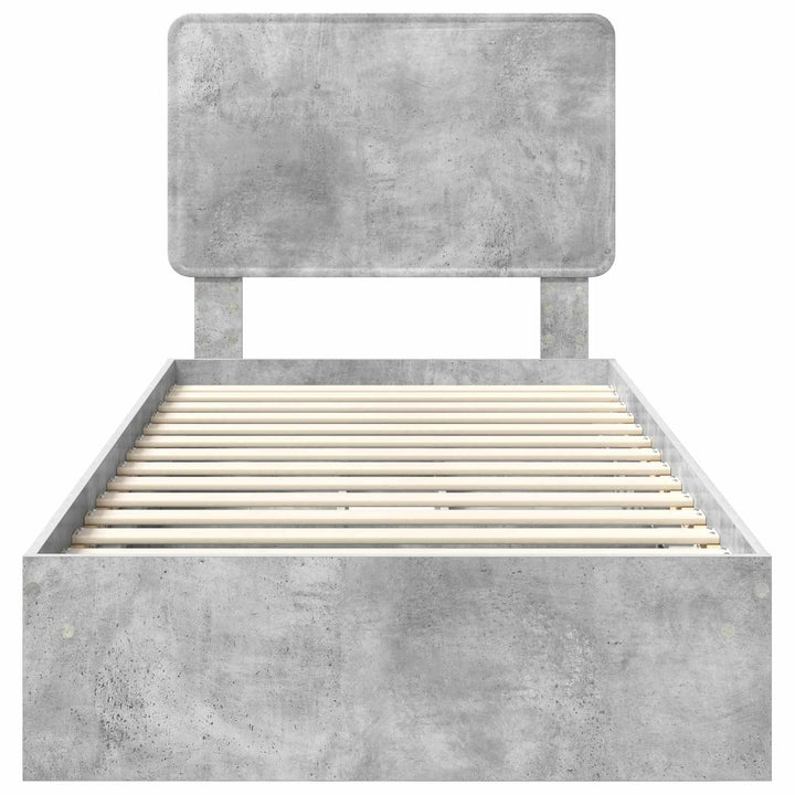Opbevaringsseng Beton Grå 75 x 190 cm Konstrueret træ