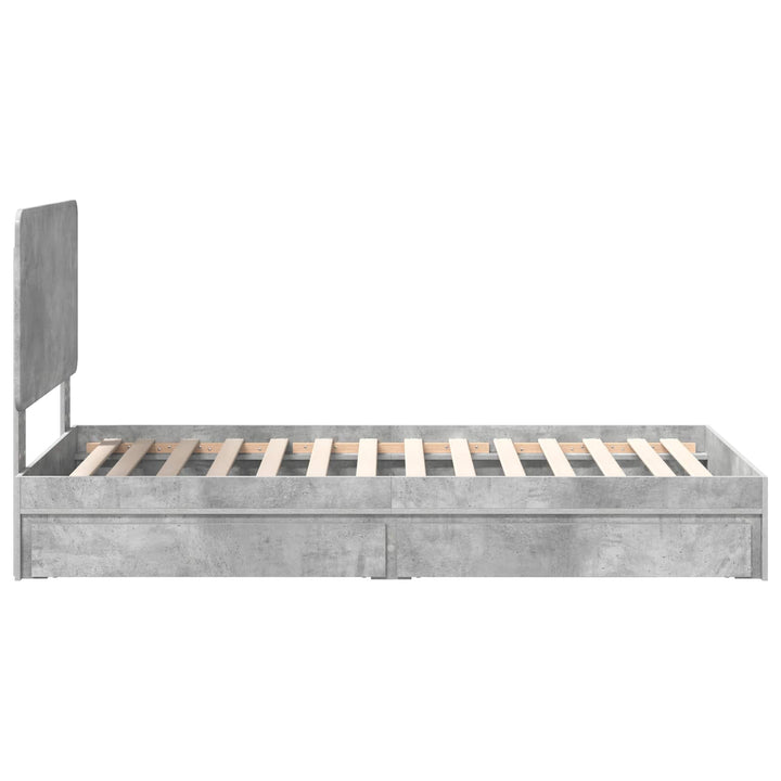 Opbevaringsseng Beton Grå 75 x 190 cm Konstrueret træ