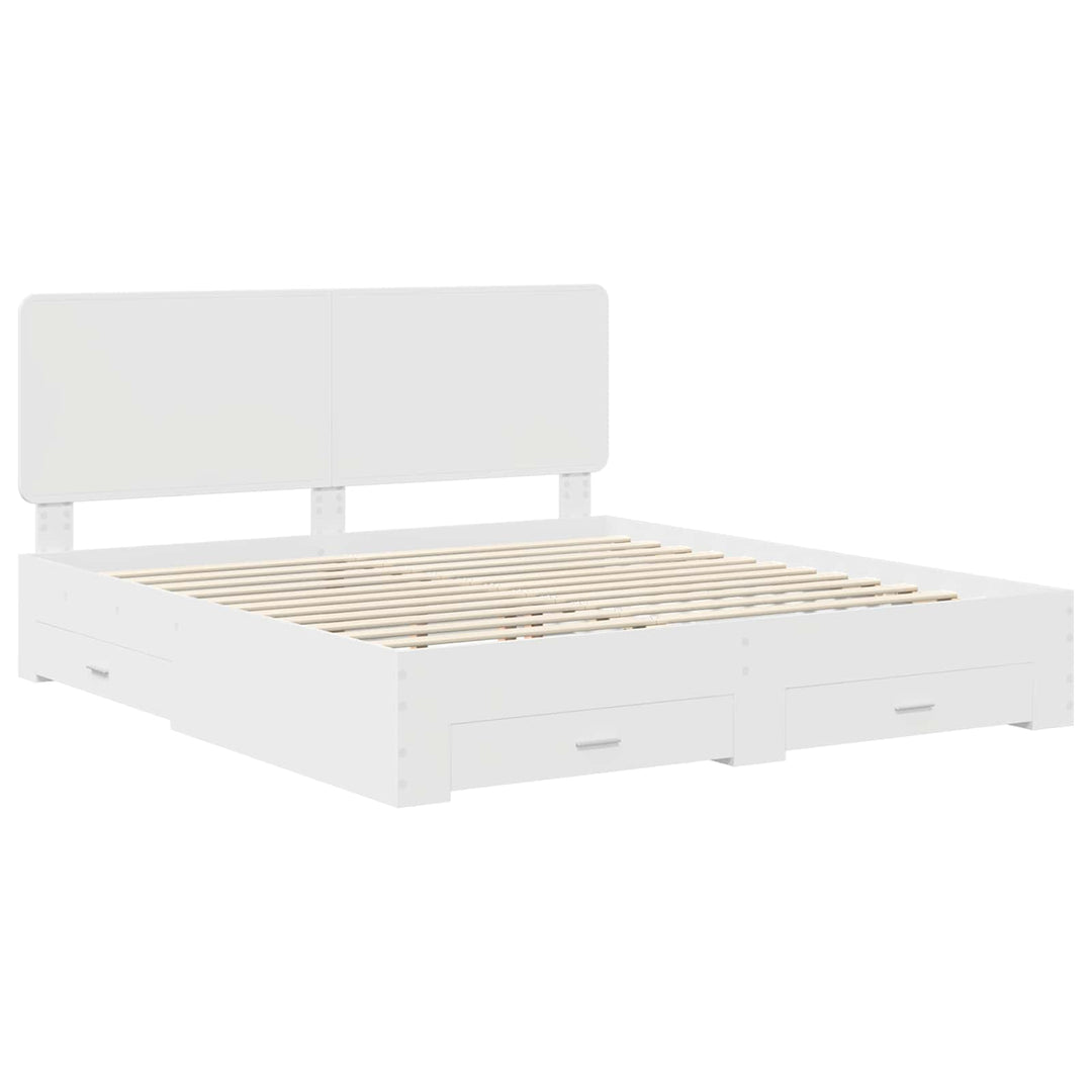Sengestel med hovedgærde Hvid 180 x 200 cm Konstrueret træ