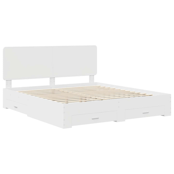 Sengestel med hovedgærde Hvid 180 x 200 cm Konstrueret træ