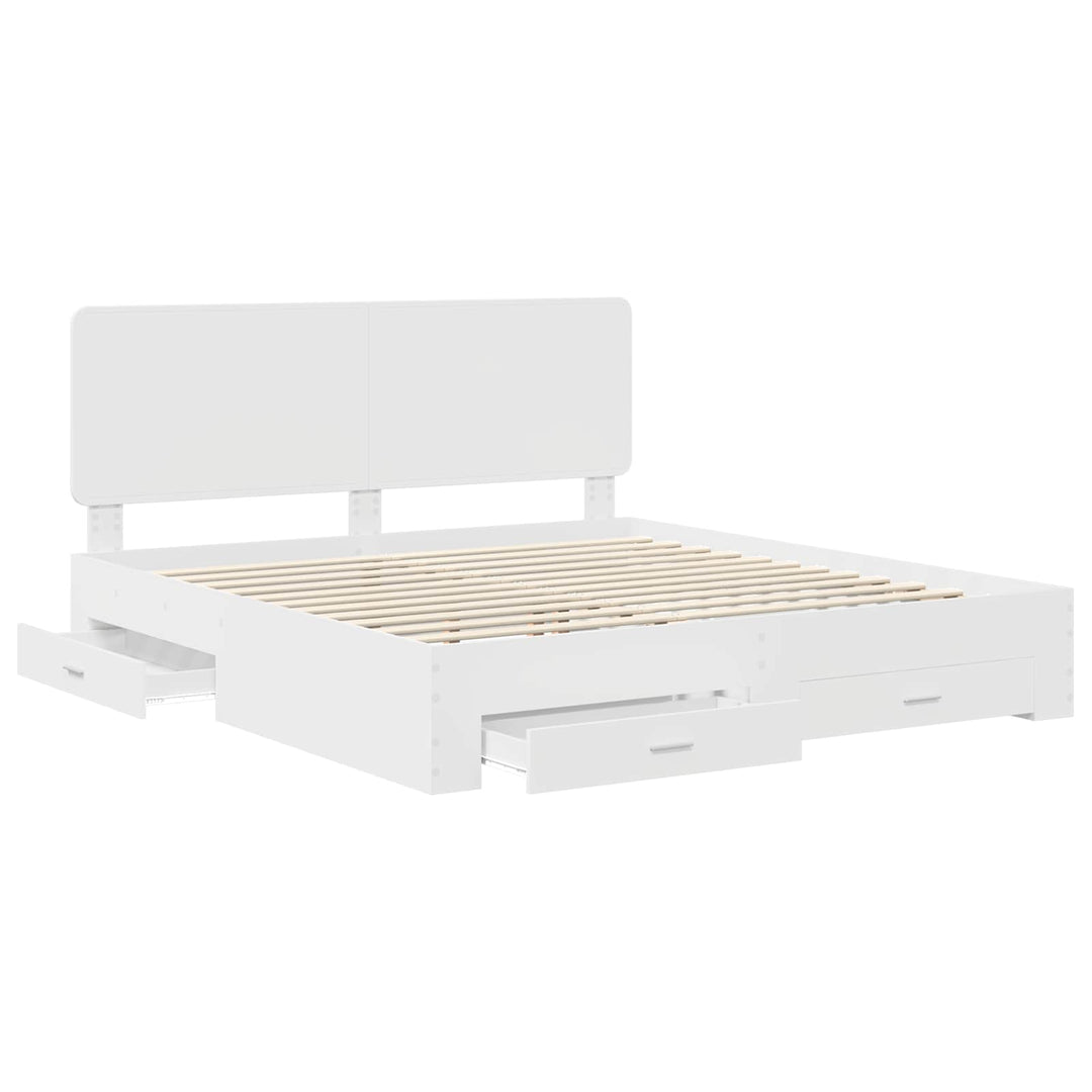 Sengestel med hovedgærde Hvid 180 x 200 cm Konstrueret træ