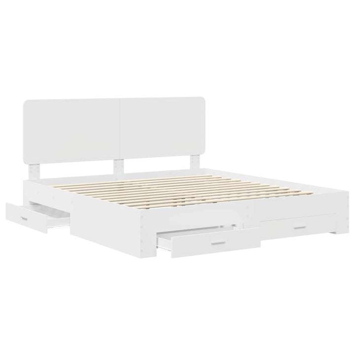 Sengestel med hovedgærde Hvid 180 x 200 cm Konstrueret træ