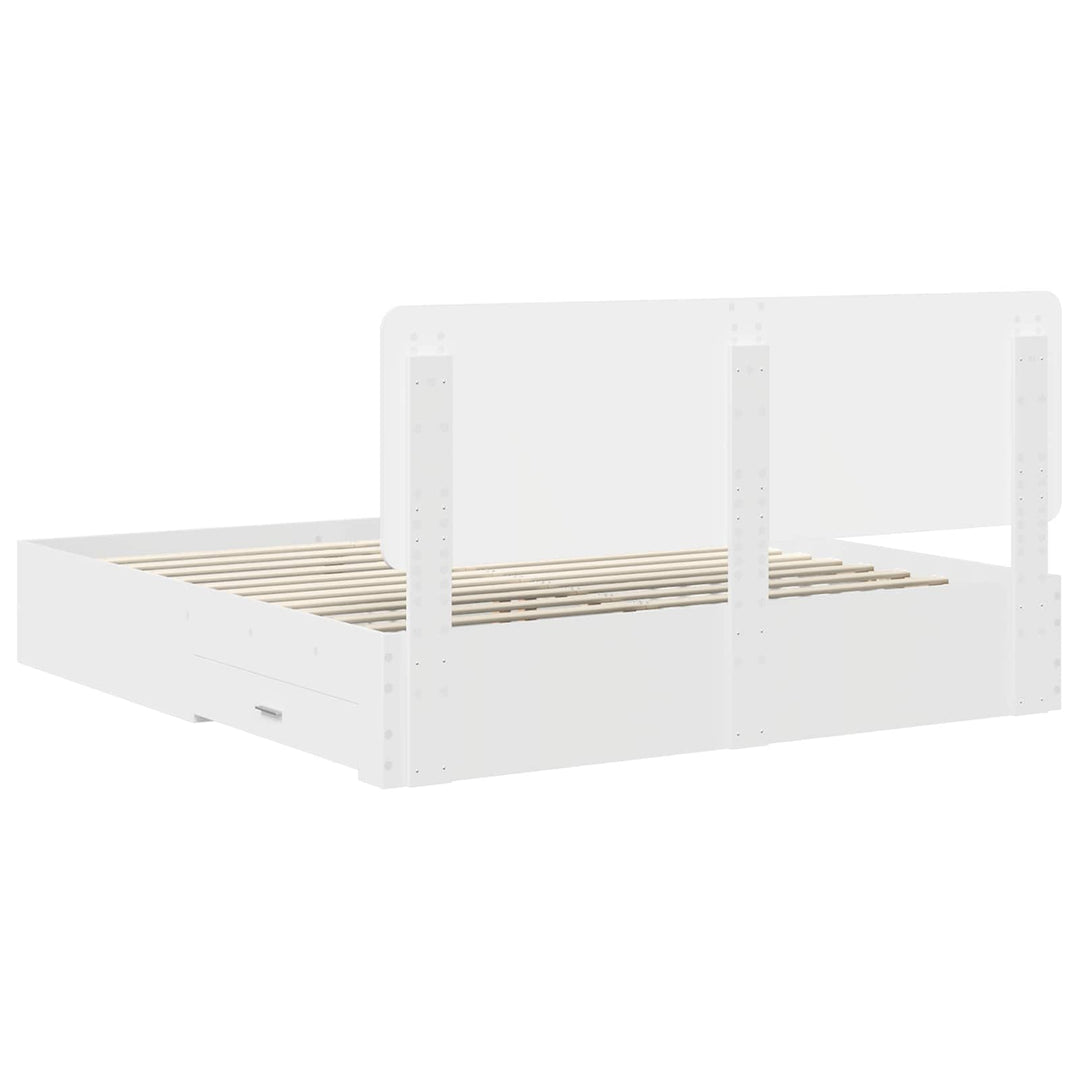 Sengestel med hovedgærde Hvid 180 x 200 cm Konstrueret træ