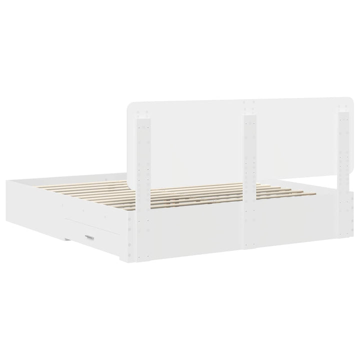 Sengestel med hovedgærde Hvid 180 x 200 cm Konstrueret træ