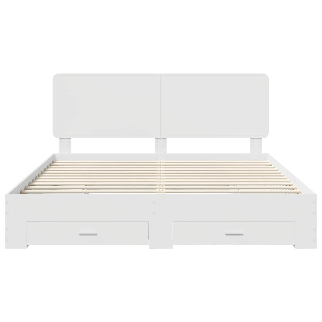 Sengestel med hovedgærde Hvid 180 x 200 cm Konstrueret træ