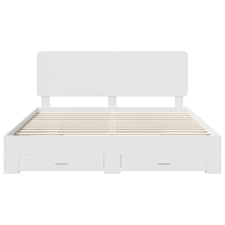 Sengestel med hovedgærde Hvid 180 x 200 cm Konstrueret træ