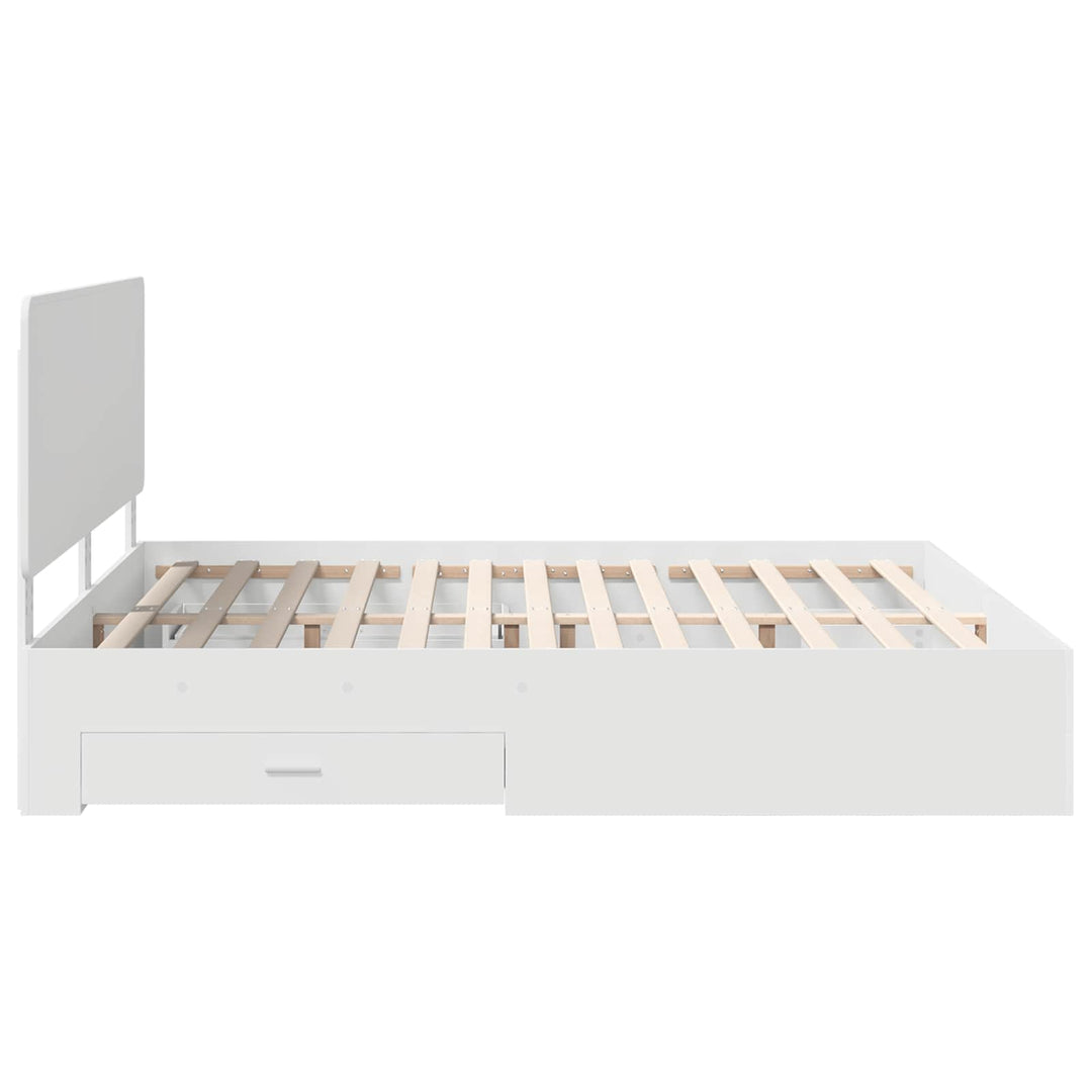 Sengestel med hovedgærde Hvid 180 x 200 cm Konstrueret træ