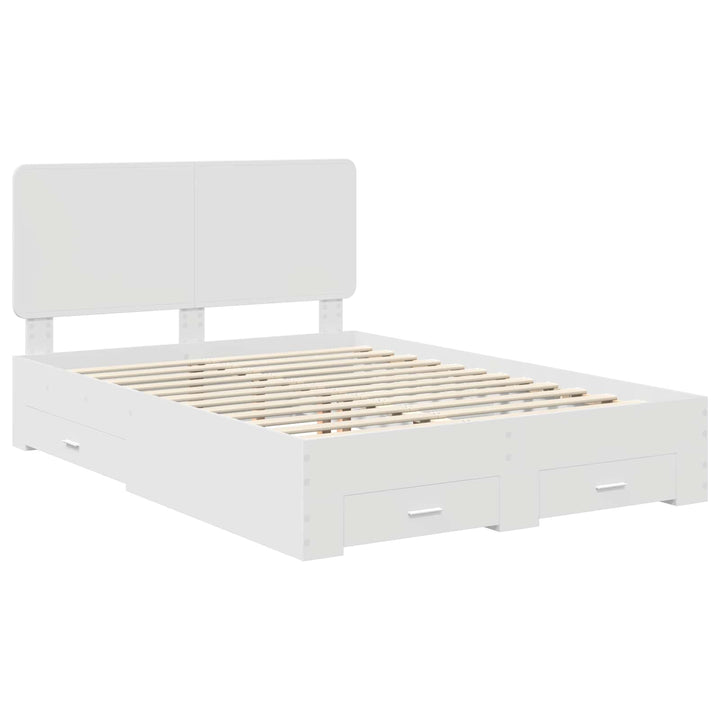 Sengestel med hovedgærde Hvid 140 x 200 cm Konstrueret træ
